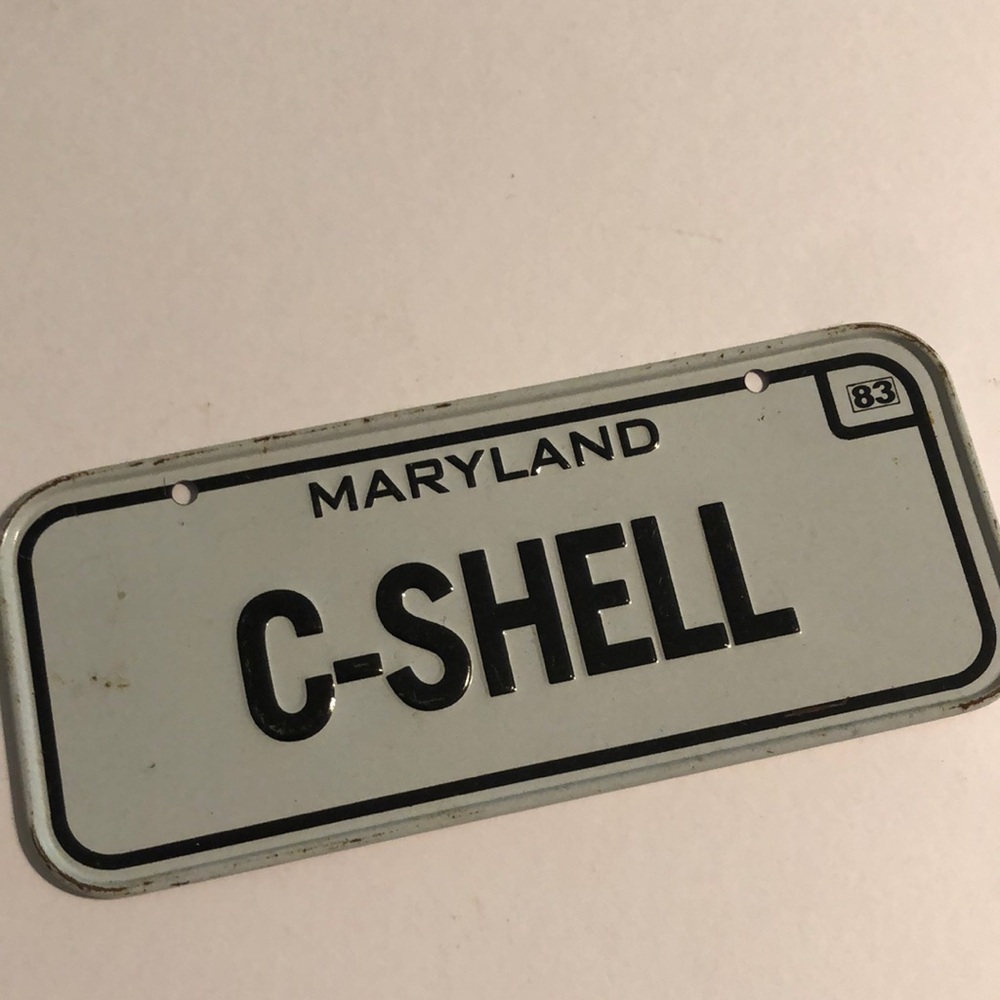 Maryland Post Cereal bicycle license Plate  C-shell 1983 mini retro nostalgic